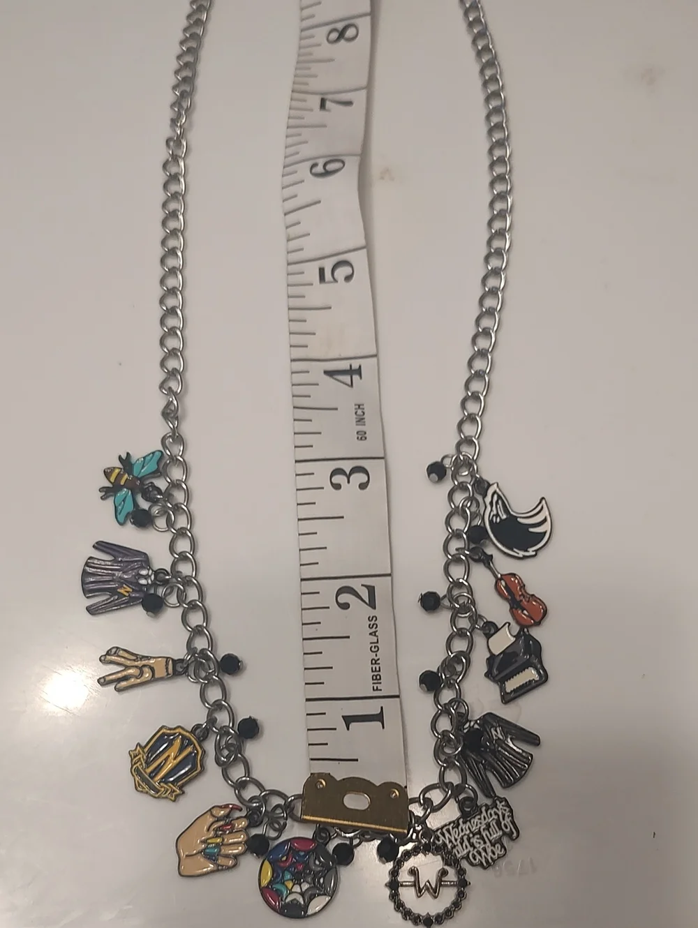 Addams Family Silver Tone Multi-Charm Necklace